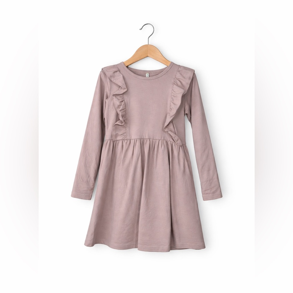 A Happy Brand Mauve Ruffle Dress Girls Size 5T Boutique Long Sleeve Pink Dress
